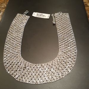 Silver Collar necklace crystal stones